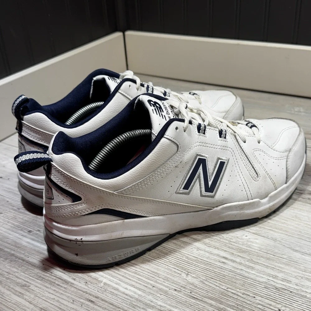 New Balance 608 v5 Mens 12 4E Extra Wide White Navy Training Shoes MX608WN5